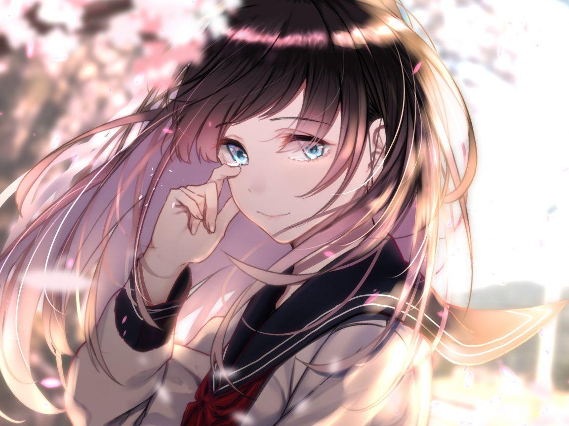 1152x864 Download Cute, anime girl, blue eyes, school wallpaper, 1152x Standard 4: Fullscreen