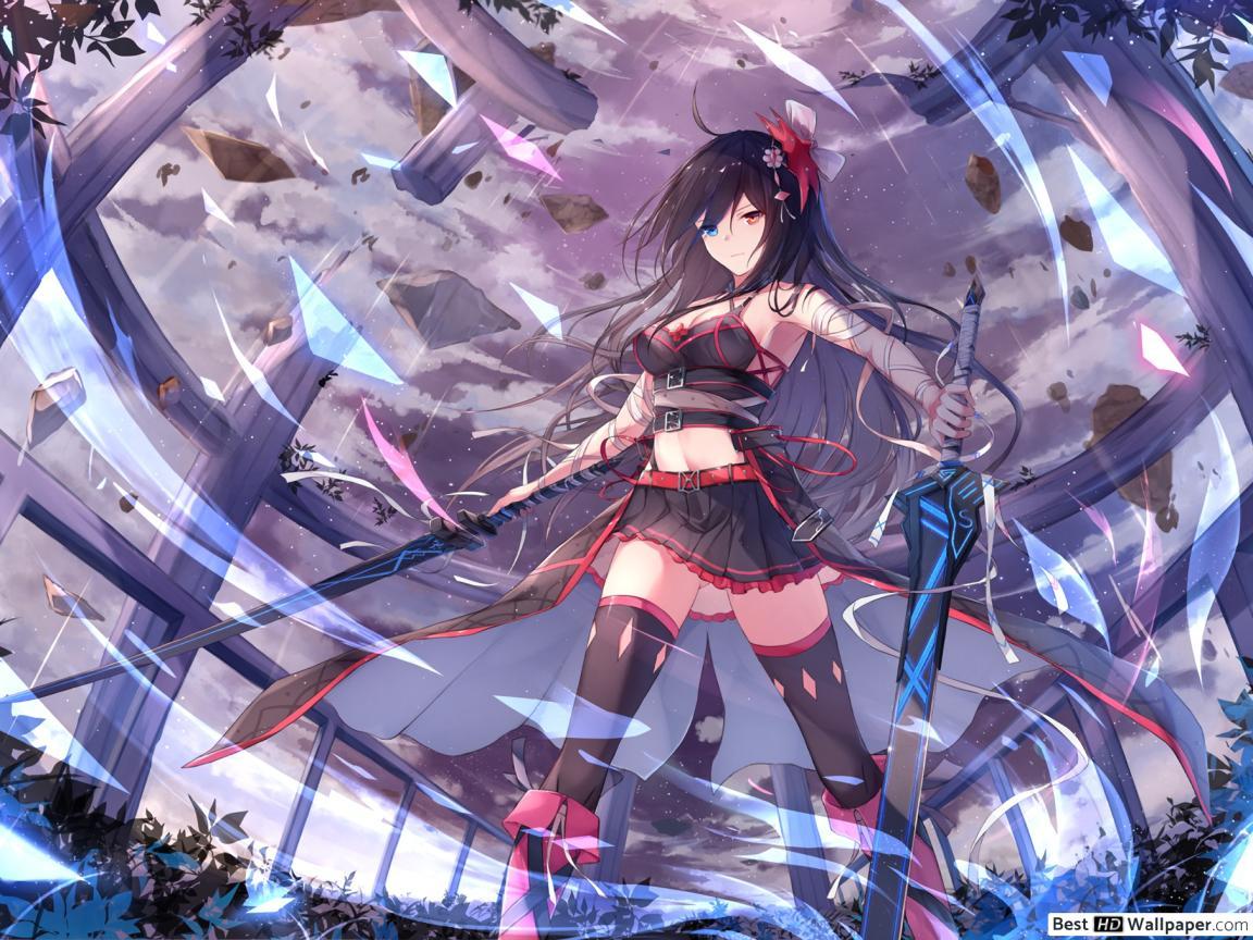1152x864 Heterochromia Anime Girl