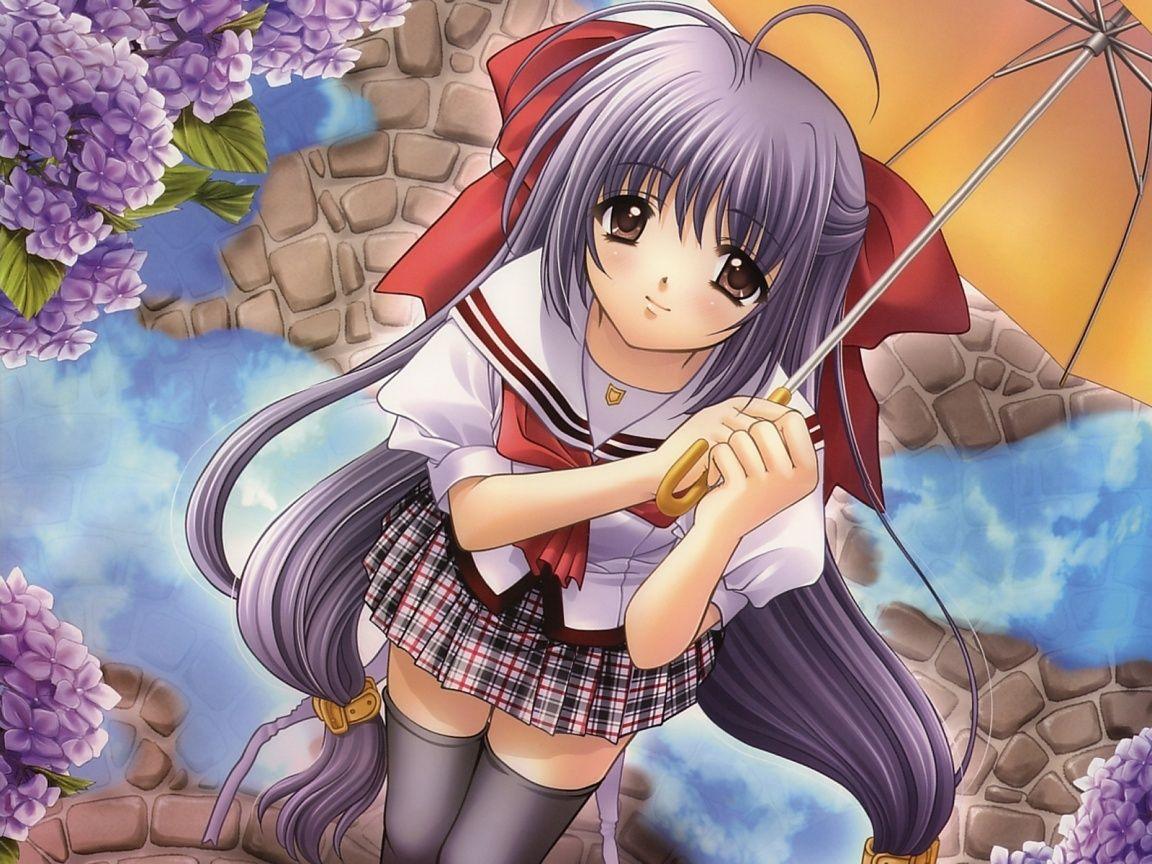 1152x864 Anime School Girl With Umbrella Wallpaper