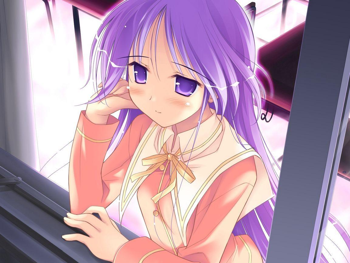 1152x864 Download wallpaper 1152x864 anime, girl, young, look, window, posture standard 4:3 HD background
