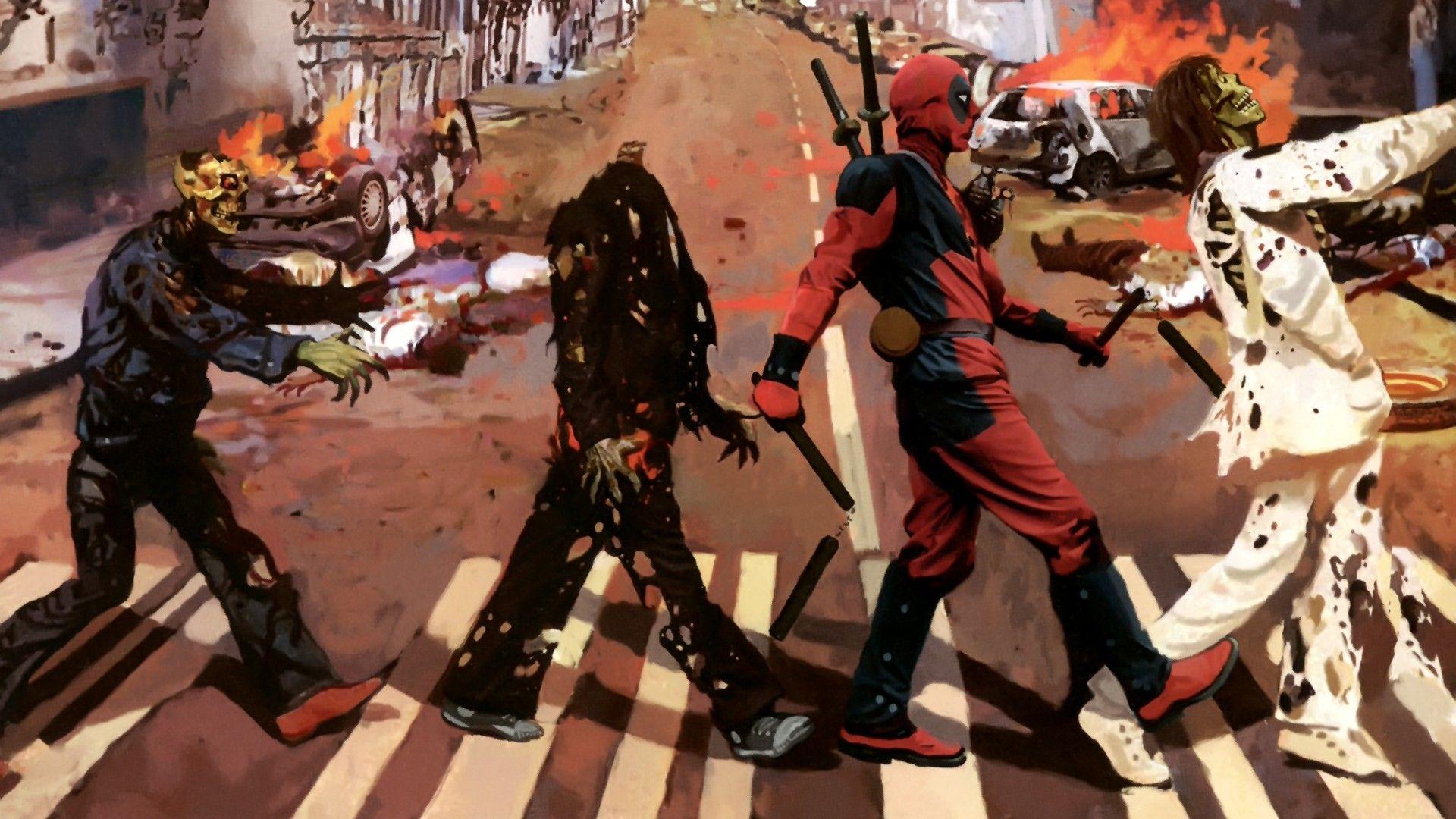 1920x1080 comics, zombies, funny, Deadpool Wade Wilson, fantasy art, parody
