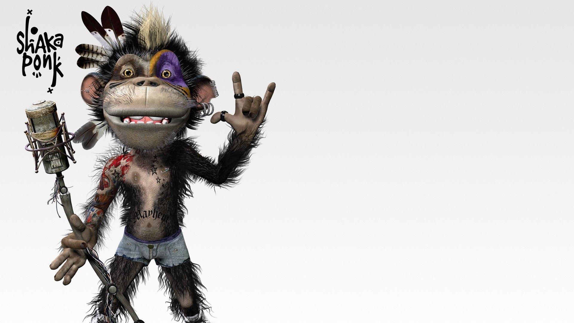 1920x1080 funny, Makeup, Music, Monkey, Shaka, Ponk, Microphone, Goz, Indian, Feather, Humor Wallpaper HD / Desktop and Mobile Background