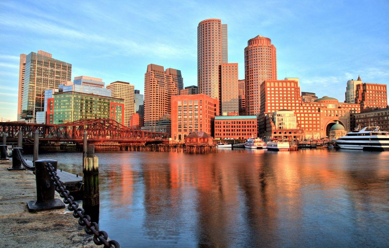 1332x850 Wallpaper bridge, building, Bay, port, promenade, Boston, Boston, Massachusetts, Massachusetts, Boston Harbor, Boston Bay image for desktop, section город