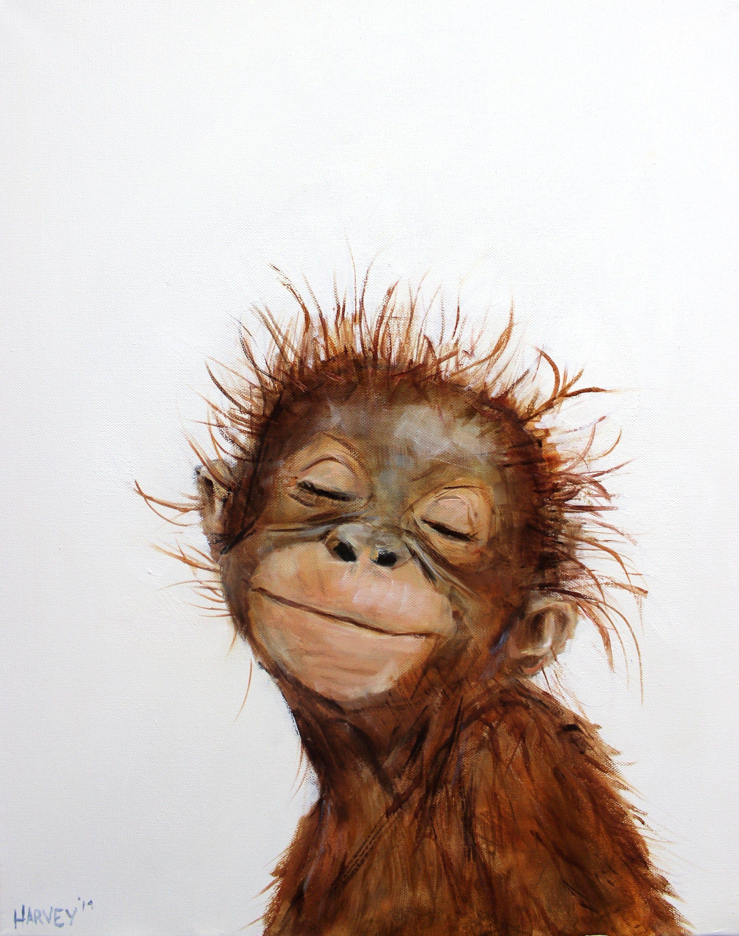 2369x3000 Little Orangutan 2 print on canvas - #animalwallpaper #animalyoudidn'tknowexisted #canvas #cutestbabyanimals #farmanima. Animal paintings, Monkey art, Animals