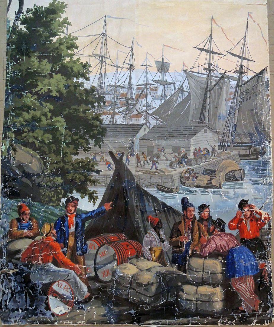 924x1100 19th Century Woodblock Printed Wallpaper