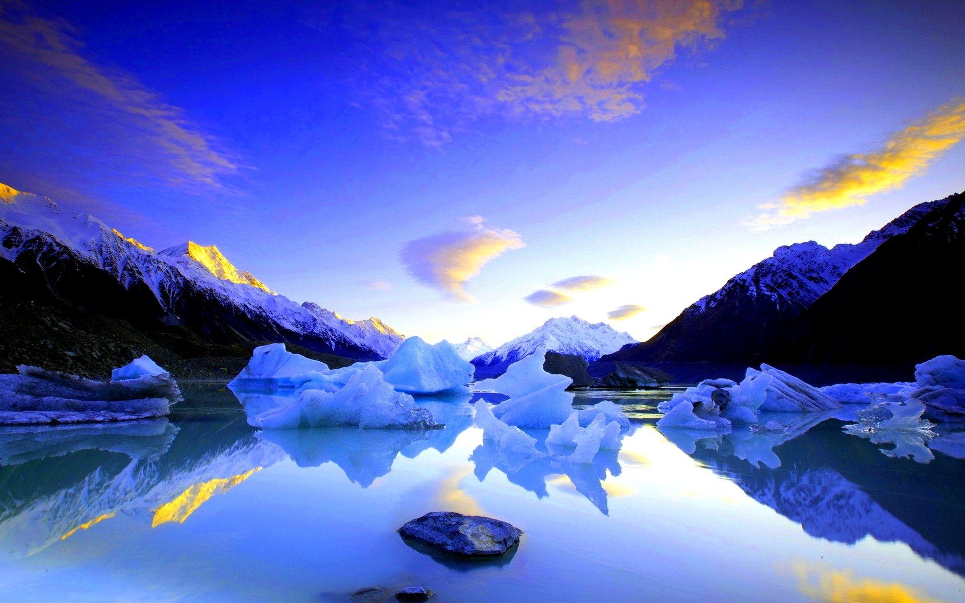 1920x1200 Lakes: ICY LAKE Landscape Mountain Ice District Wallpaper