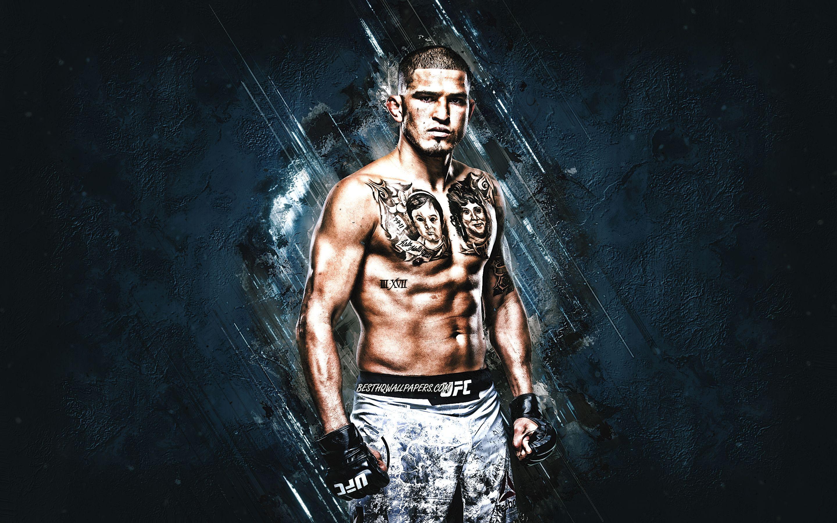 2880x1800 Download wallpaper Anthony Pettis, UFC, american fighter, portrait, blue stone background, Ultimate Fighting Championship, USA for desktop with resolution 2880x1800. High Quality HD picture wallpaper