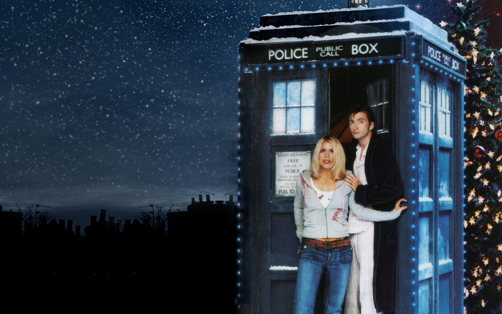 1680x1050 Rose Tyler Tardis David Tennant Christmas Trees Billie