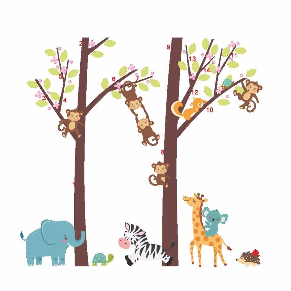 960x960 Cartoon Monkey Squirrel Climbing Tree Wall Stickers Kids Boys Girls Infant Babies Room Decor Wallpaper Poster Art Wall Graphic. wall graphic. tree walltree wall sticker