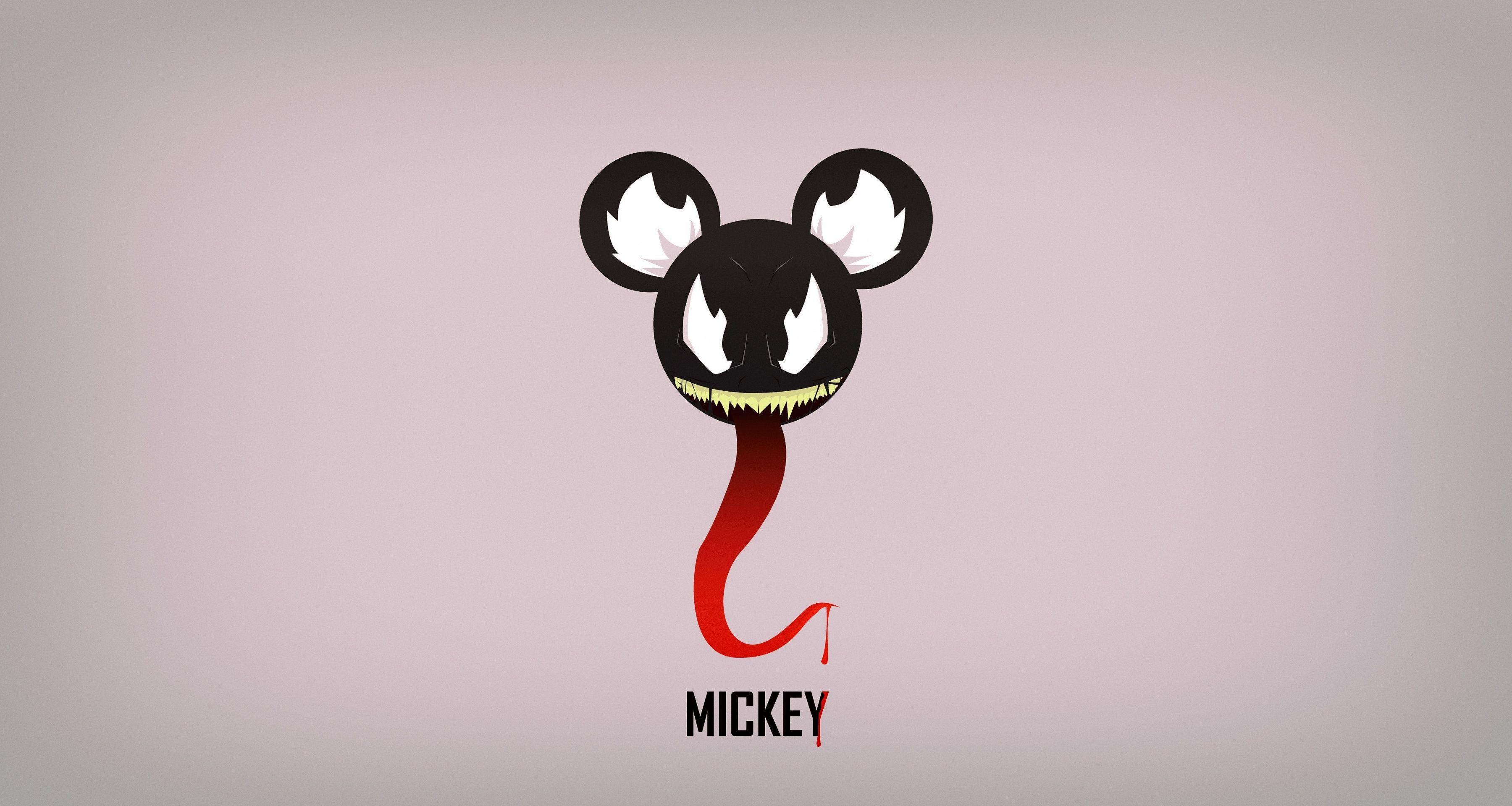 3600x1920 Mickey Mouse Minimalism Venom Artwork Spider Man Wallpaper:3600x1920