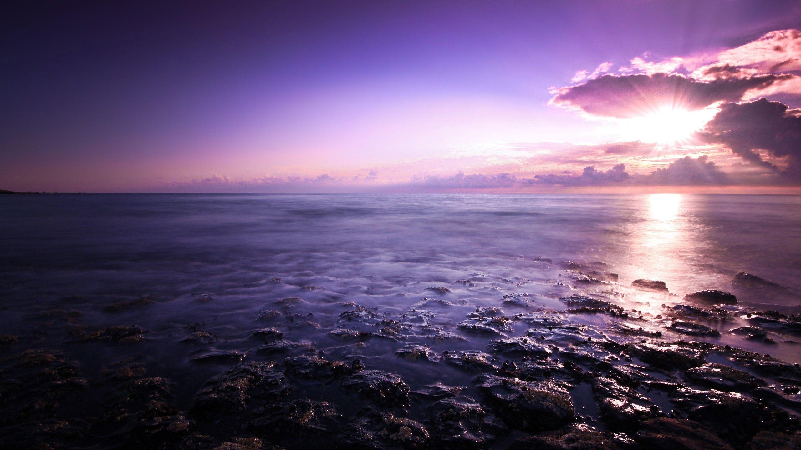 2560x1440 Purple sunset over the ocean Desktop wallpaper 1920x1080