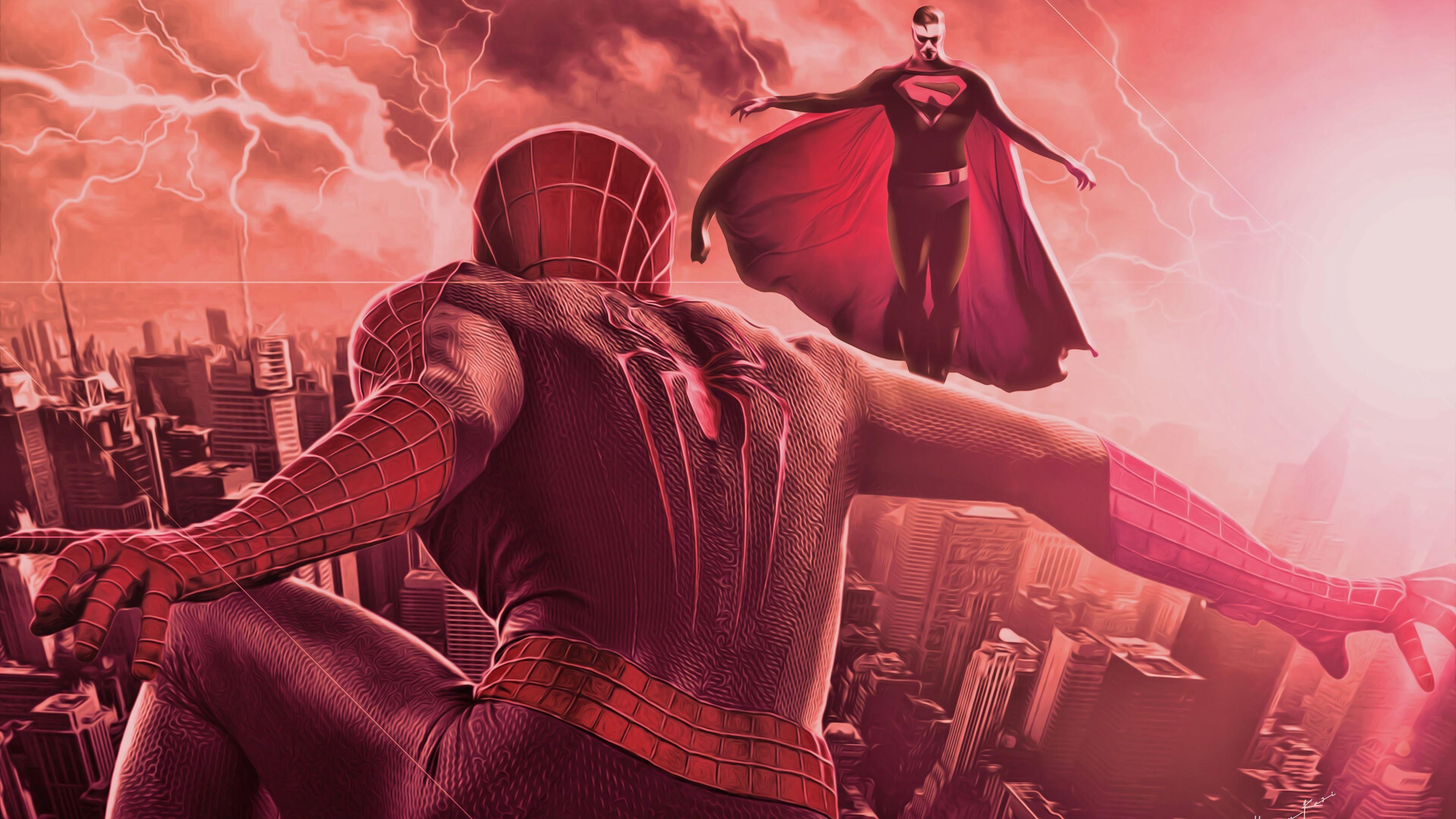 3840x2160 Wallpaper 4k Spiderman Vs Superman 4k Wallpaper, Art Wallpaper, Artstation Wallpaper, Artwork Wallpaper, Digital Art Wallpaper, Hd Wallpaper, Spiderman Wallpaper, Superheroes Wallpaper, Superman Wallpaper