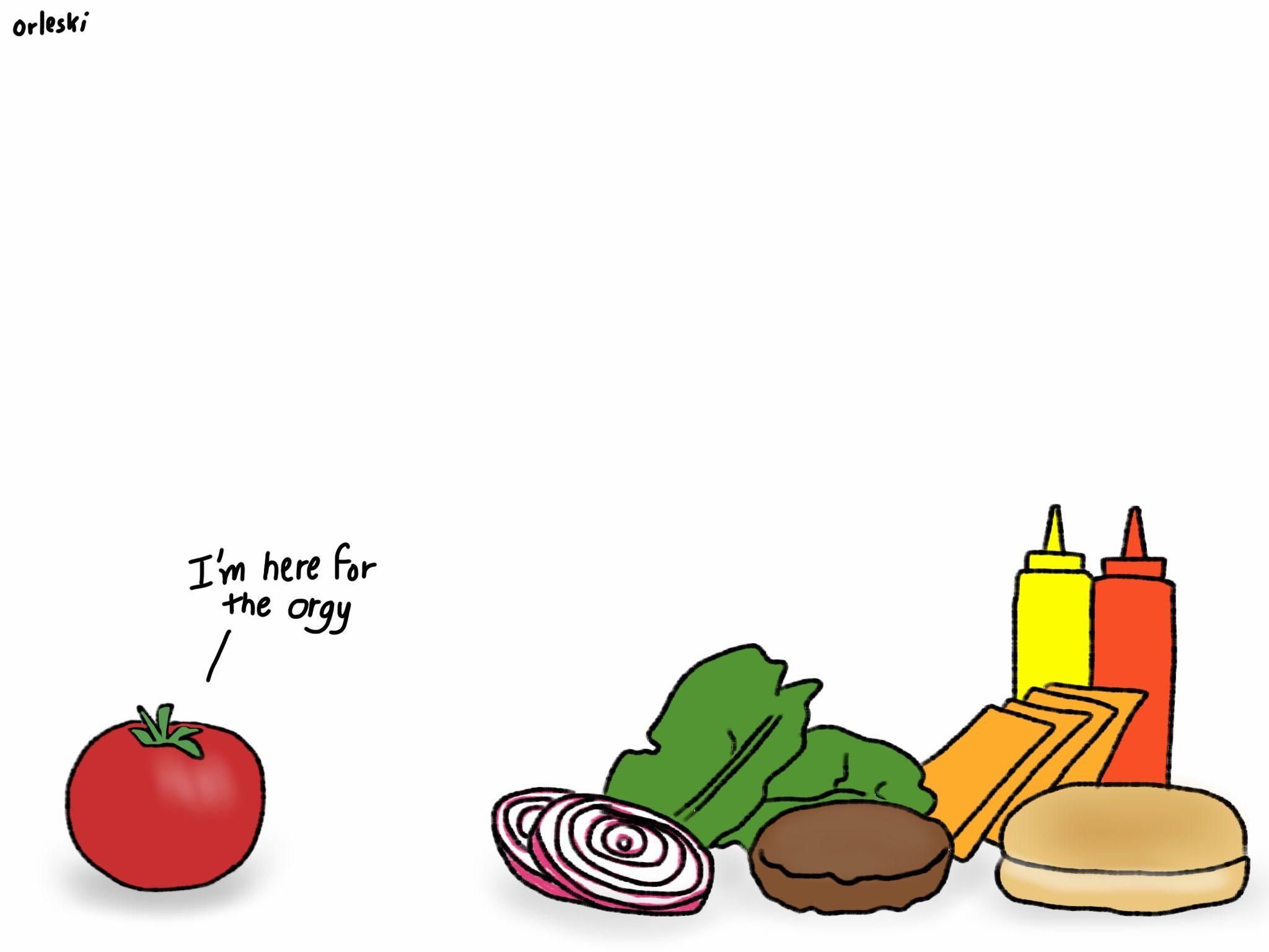 2048x1536 Hamburger Orgy. Yesterday's Coffee Cartoons By Douglas Orleski