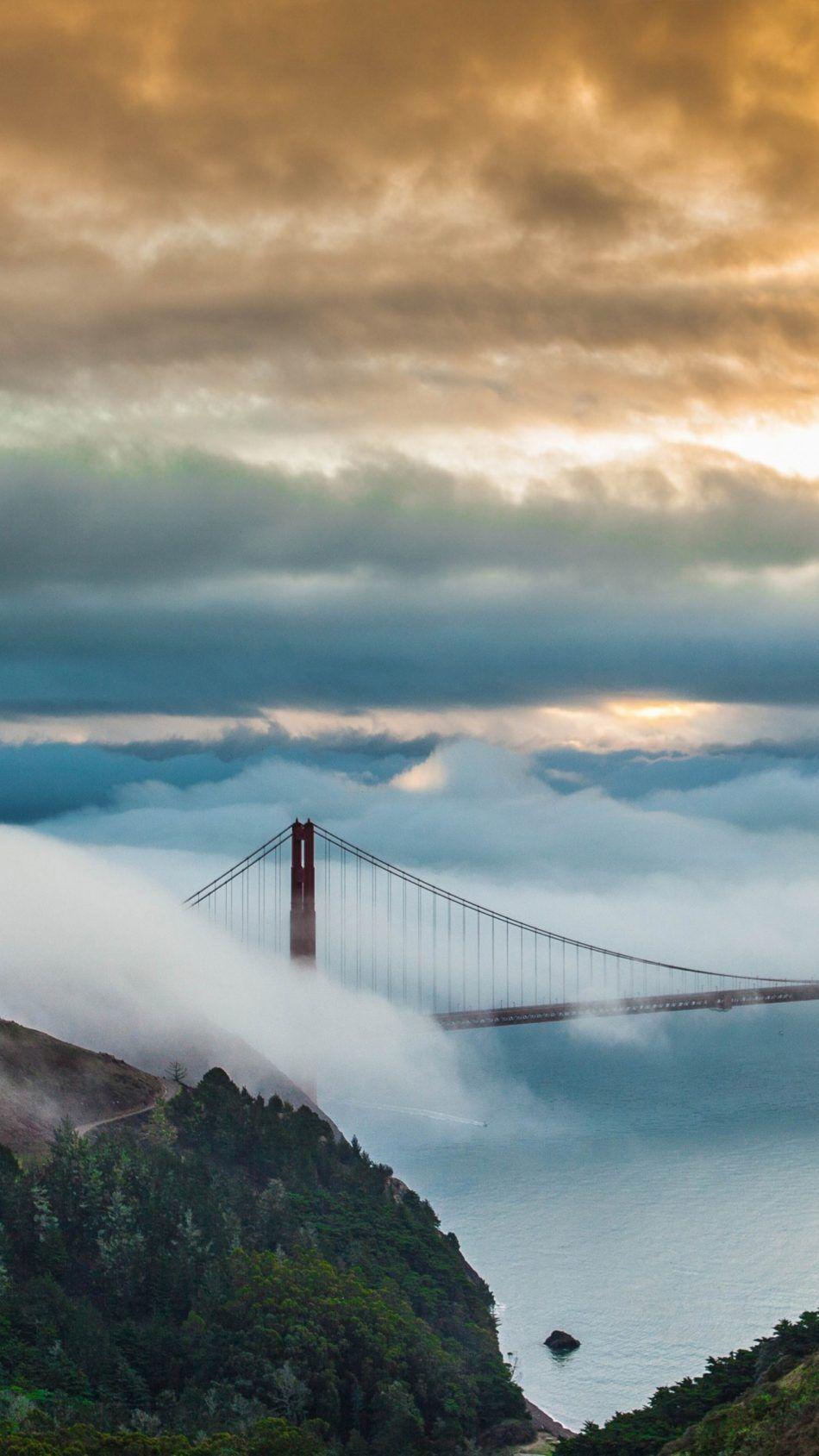 950x1689 Golden Gate Bridge San Francisco Fog Morning 4K Ultra HD Mobile Wallpaper. San francisco golden gate bridge, Golden gate bridge, Golden gate