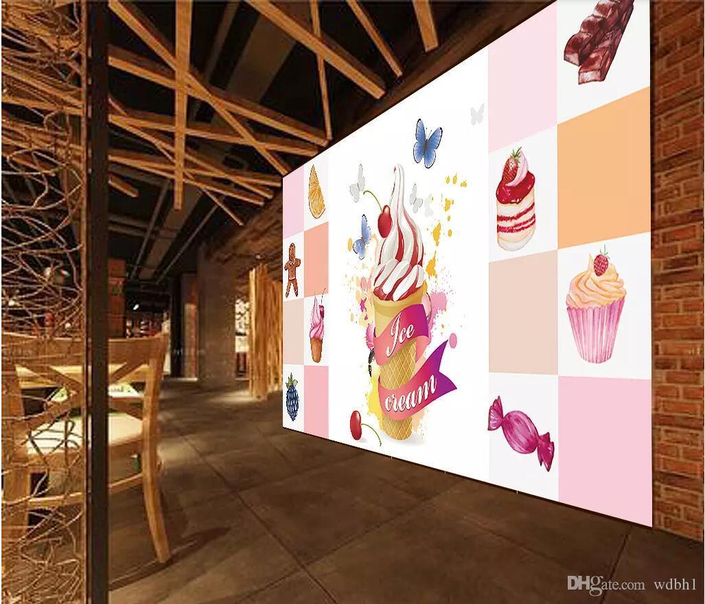 1027x879 3D Room Wallpaper Custom Photo Non Woven Mural Fashion Cafe Dessert Ice Cream Cake Shop Decoration Tooling Wall Wallpaper For Walls 3 D Wallpaper A Desk From Wdbh $13.59.