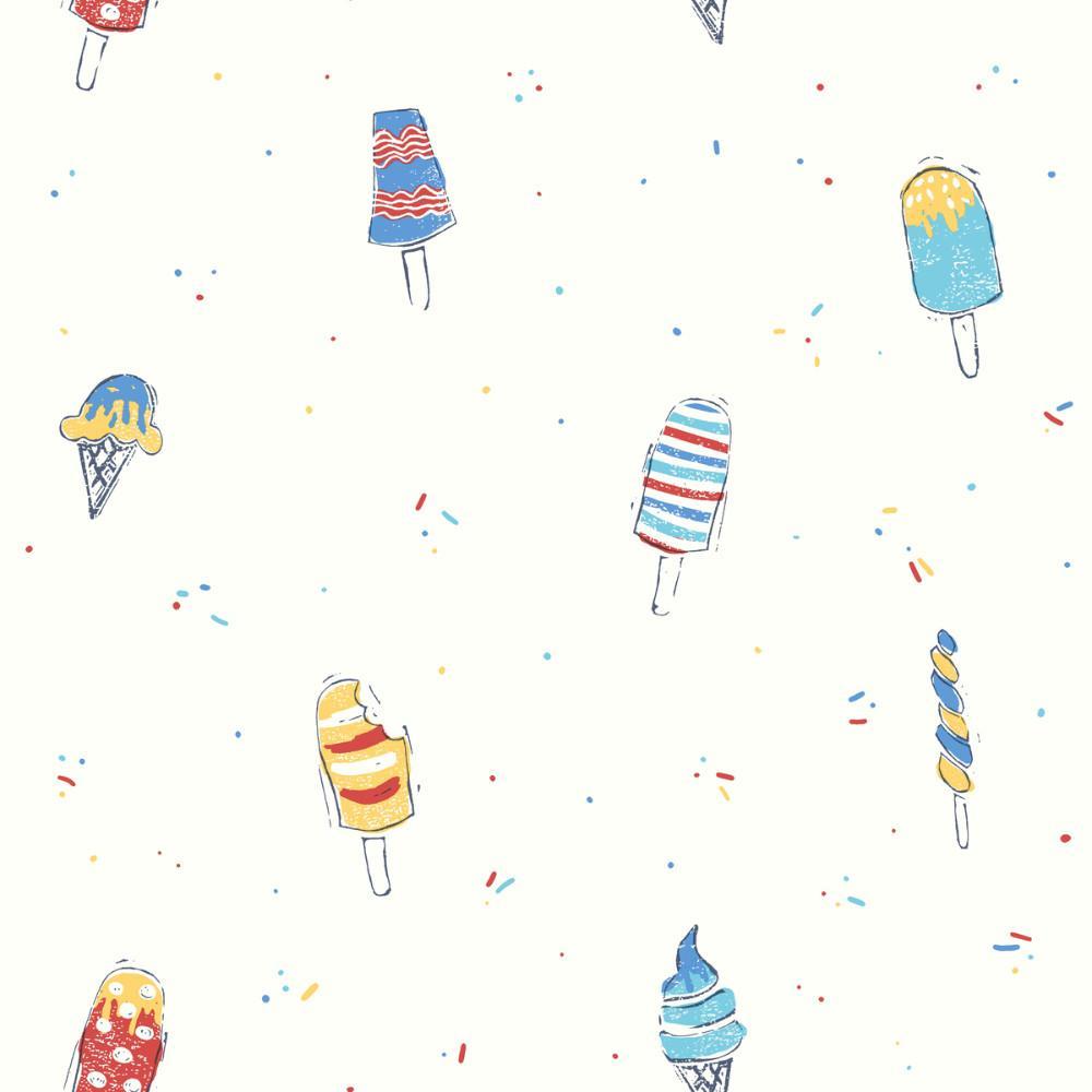 1000x1000 Ice Cream Wallpaper in Soft Blues and Multi from the Dream Big Collect