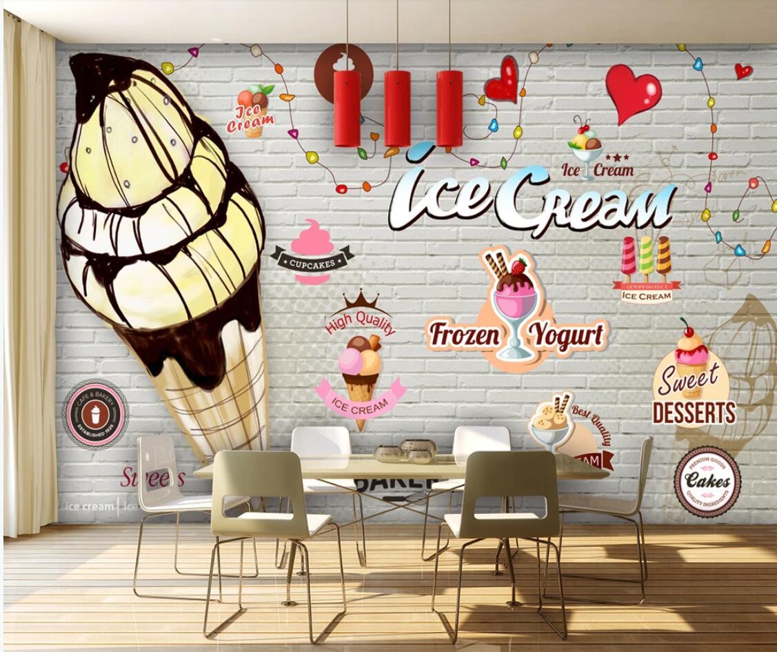 1127x945 Nordic Ice Cream Shop Wall Mural 3D Wallpaper Wall Art Painting Wall Paper for Restaurant Canvas Silk Cloth Contact Papers. Wallpaper