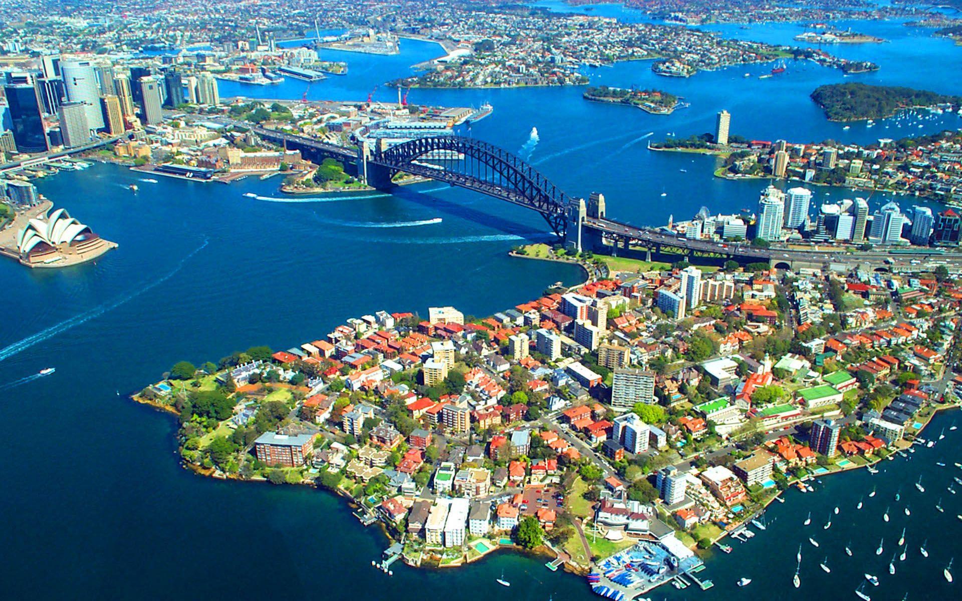 1920x1200 Sydney Harbour Bridge Australia From The Air Desktop Wallpaper HD