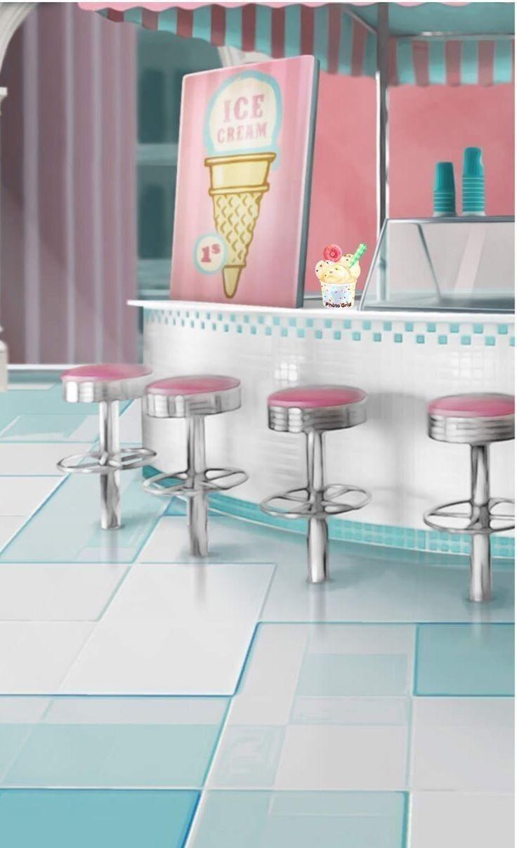 736x1207 Anime Ice Cream Shop Background