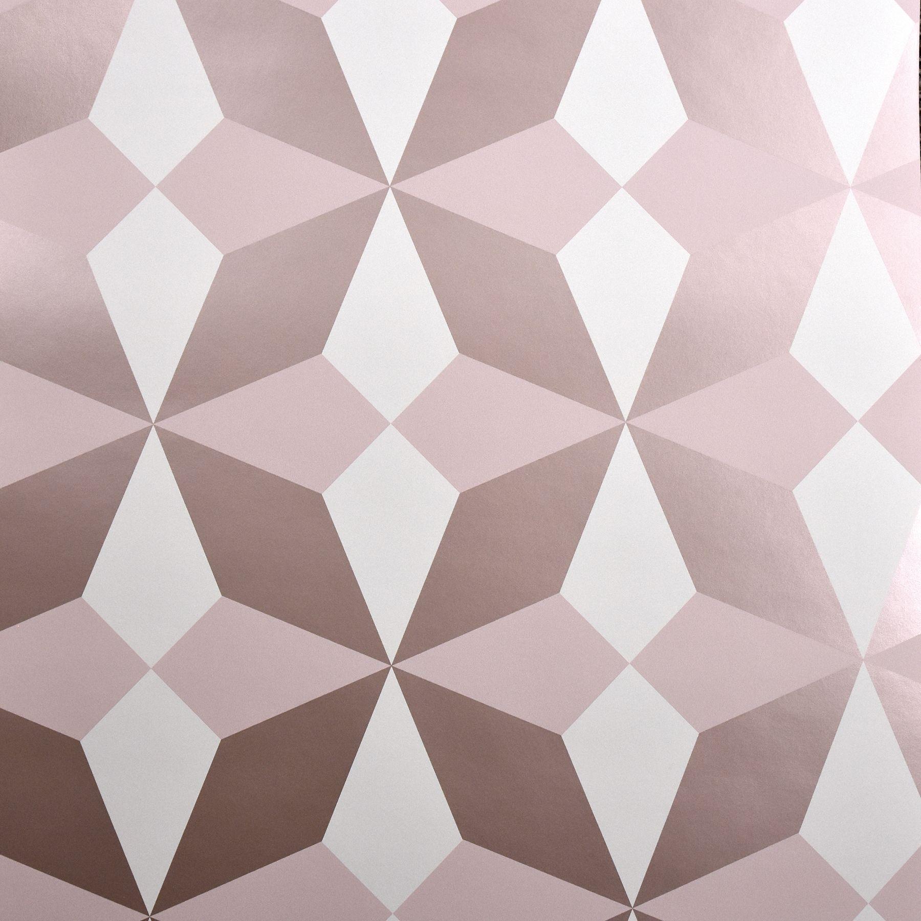 1800x1800 Fine Decor Newby Rose Gold Geometric Wallpaper