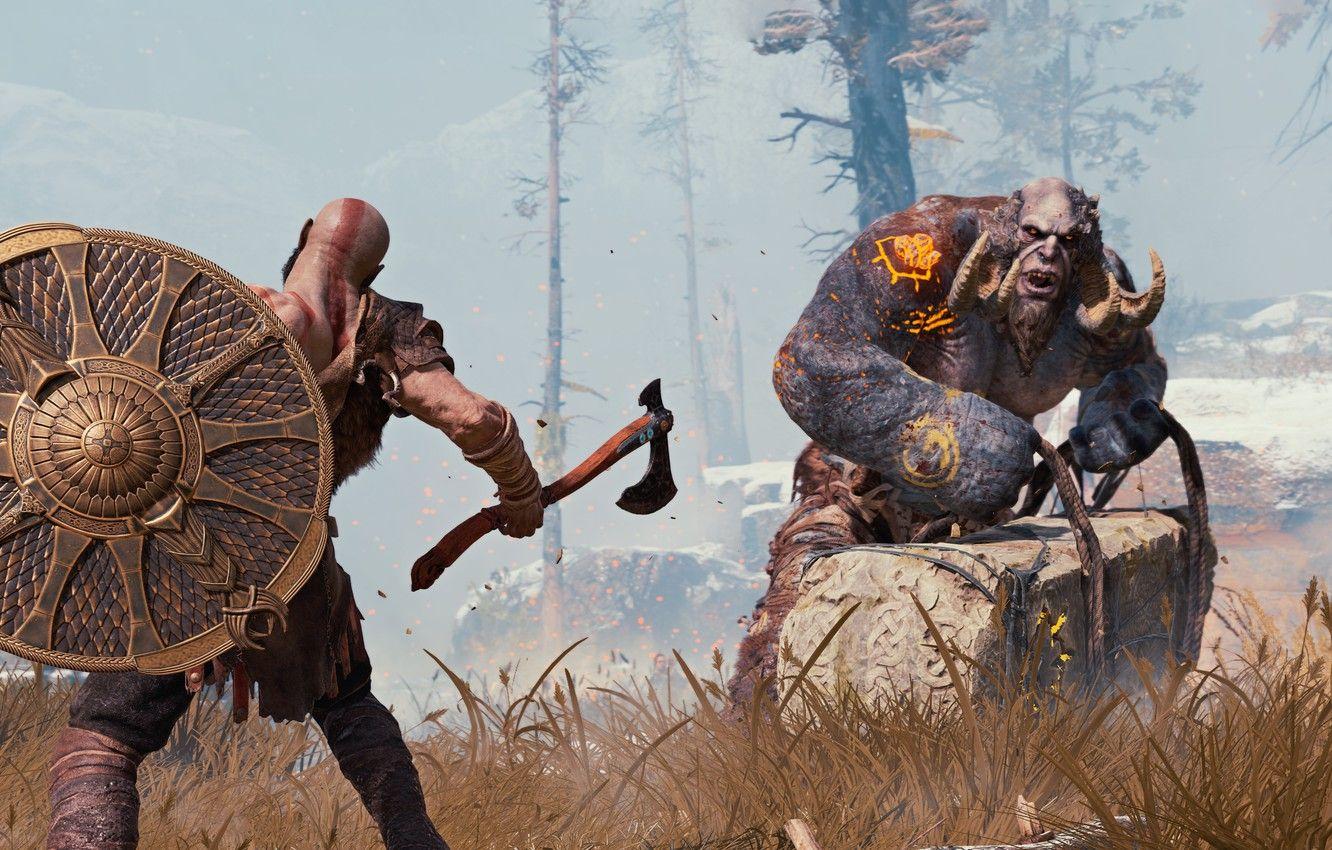 1332x850 Wallpaper sake, game, Kratos, God of War, troll, viking, warrior, PS God of War god slayer image for desktop, section игры