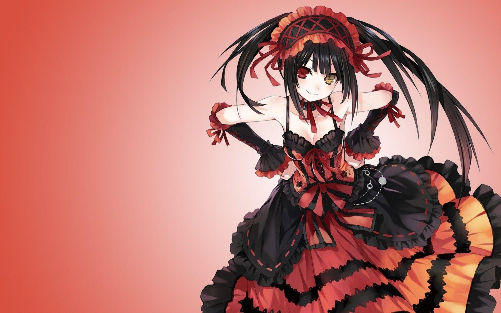 1680x1050 Anime Girl With Black Hair And Red