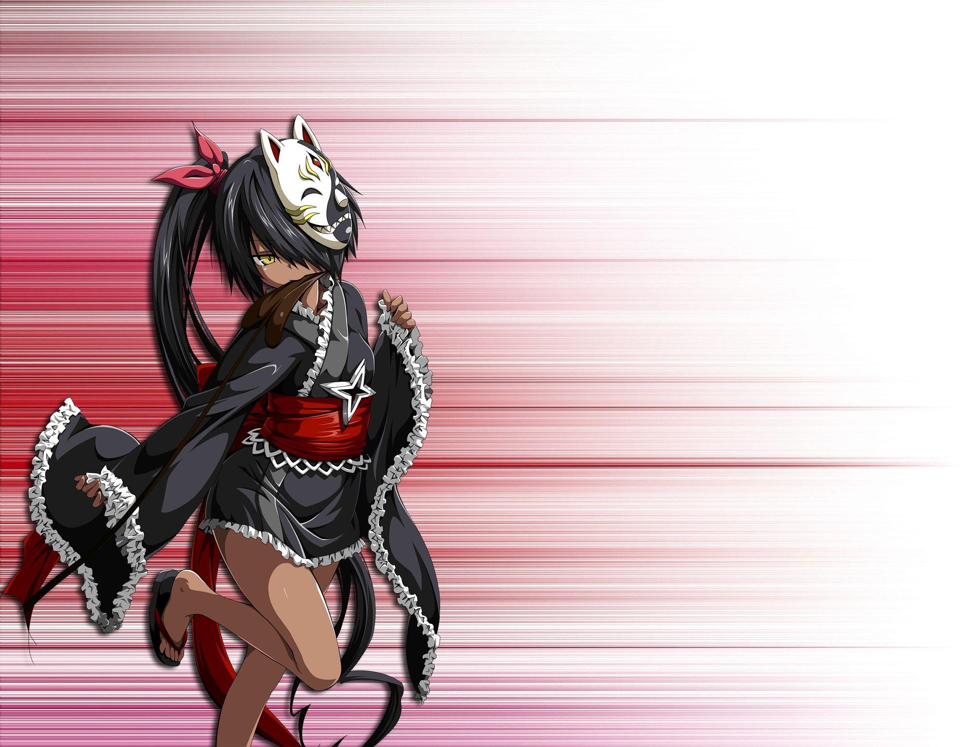 1980x1534 dark skin, Eyes, Mouth, Nose, Face, Legs, Anime, Anime girls, Red, Mask, Black, Black hair, Thong, Leaves, Red ribbon, Manga, Circle, Blending, Red lines, To Love ru, Master Nemesis Wallpaper HD