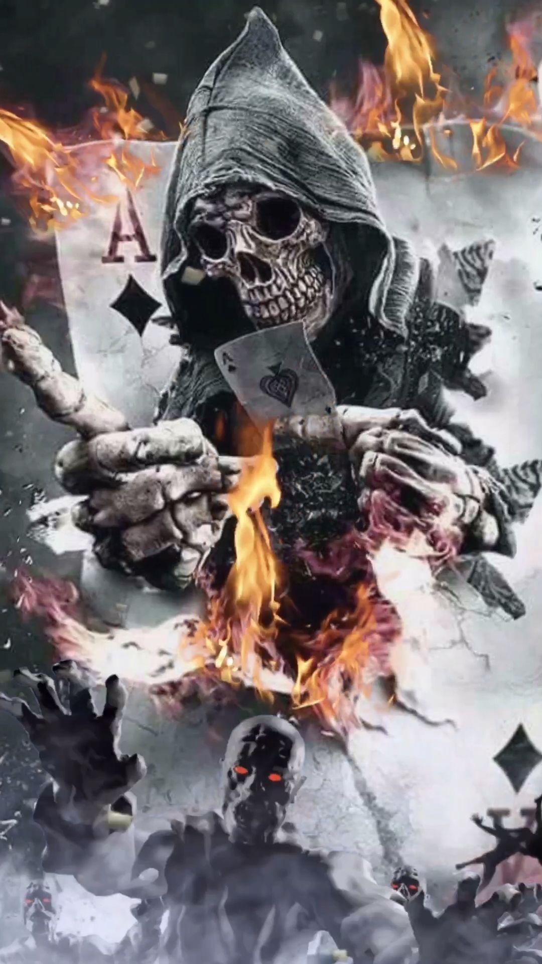 1080x1920 PURGATORY • Image in Motion • Image in Motion • Credits: Pinterest Artist • #SKULL #CARDS #CAVEIRA #. Motion image, Dark fantasy art, Skull wallpaper