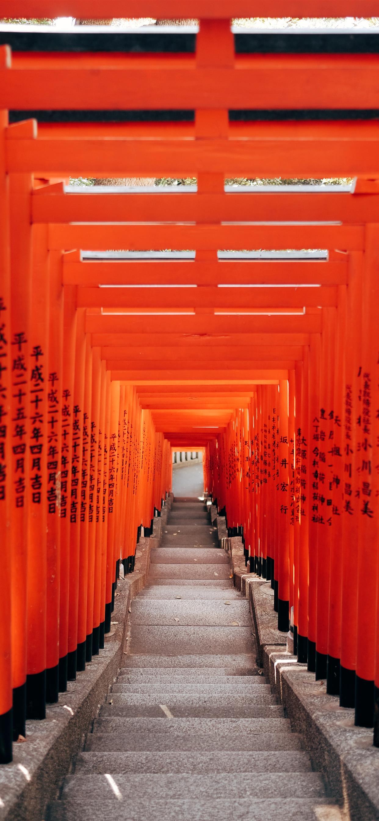 1242x2688 Tokyo city geometric gates in vibrant orange colo. iPhone X Wallpaper Free Download