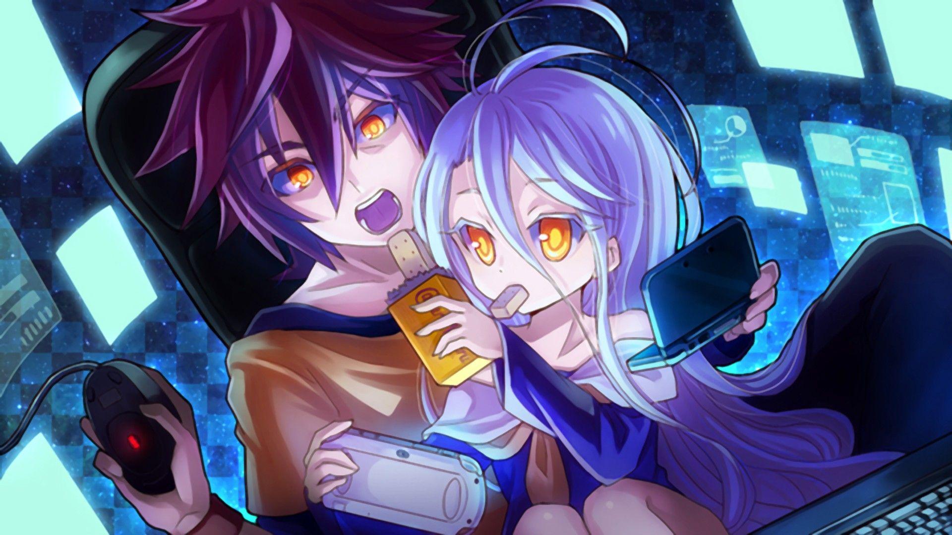 1920x1080 #Sora (No Game No Life), #No Game No Life, #anime boys, #Shiro (No Game No Life), #anime girls, hình nền