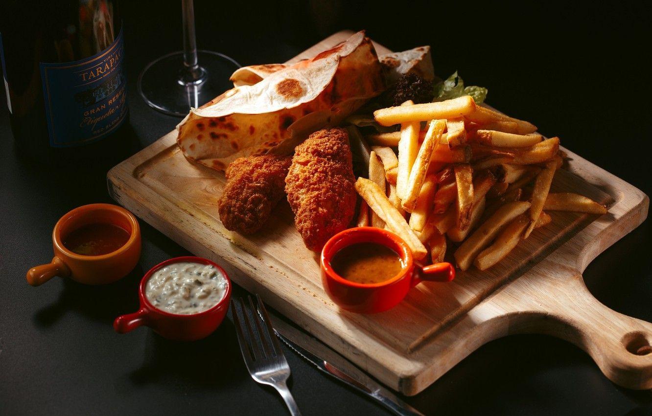 1332x850 Wallpaper food, French fries, sauces image for desktop, section еда