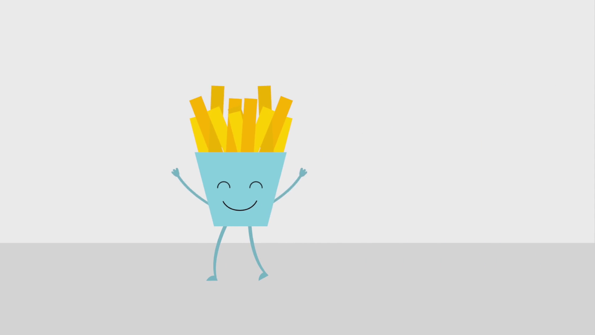 1920x1080 kawaii cartoon food burger and french fries animation HD Stock Video Footage