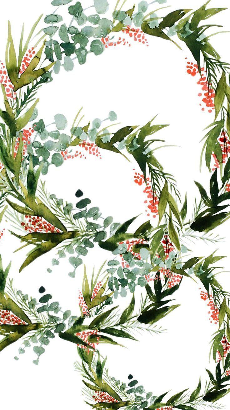 736x1308 Free Winter Wallpaper or Background. Love the Watercolor Holly Wreaths! #christm. iPhone X Wallpaper 833588212258056837 X Wallpaper HD