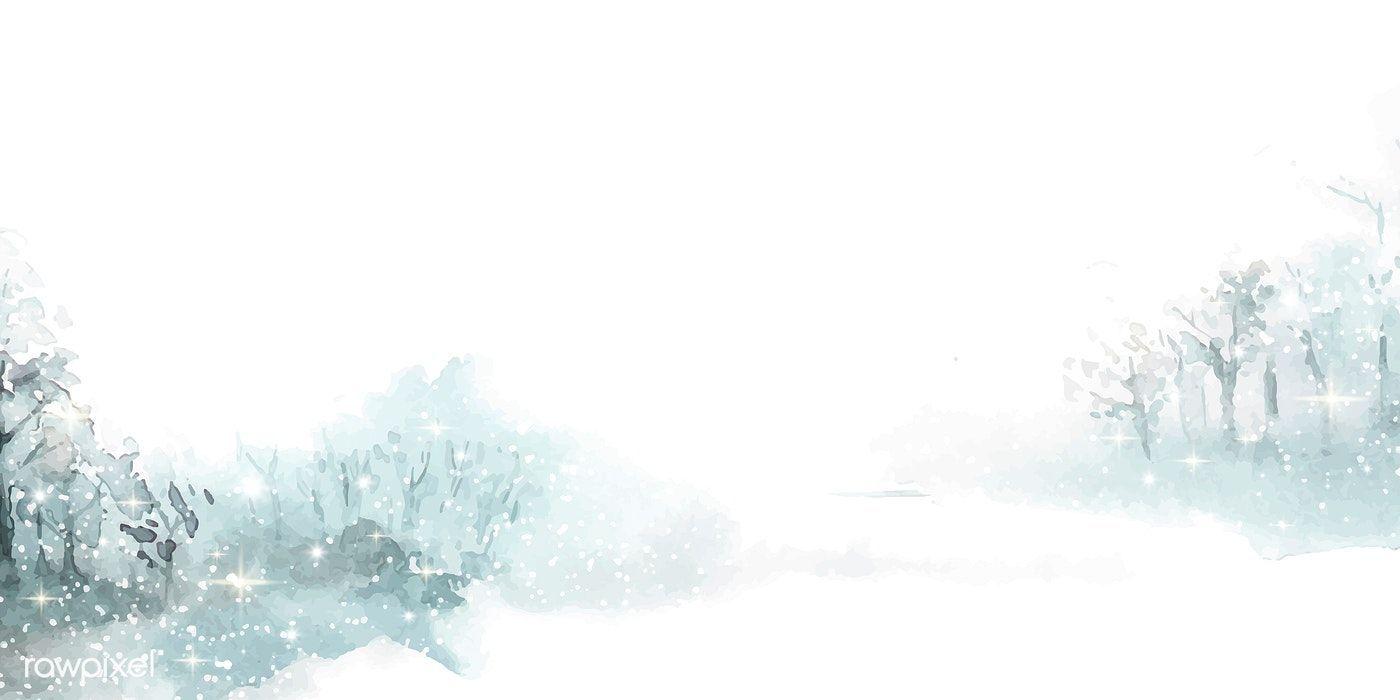 1400x700 Download premium vector of Watercolor snowy winter landscape vector 1232312. Winter landscape, Christmas landscape, Winter watercolor