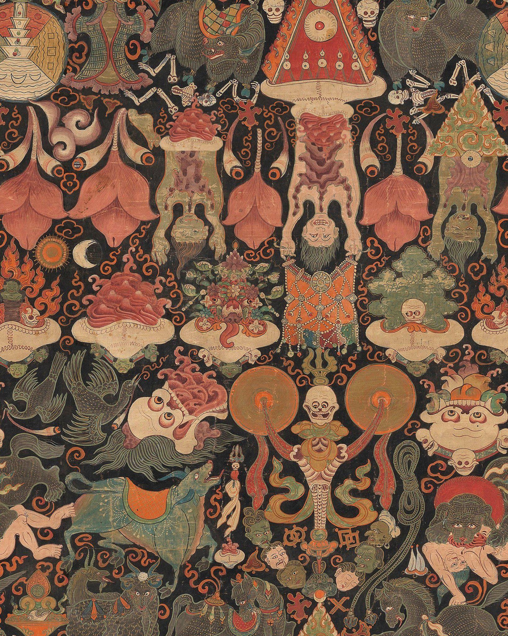 1638x2048 Yama Dharmaraja Wallpaper in Red and Brown from the Wallpaper Compendi