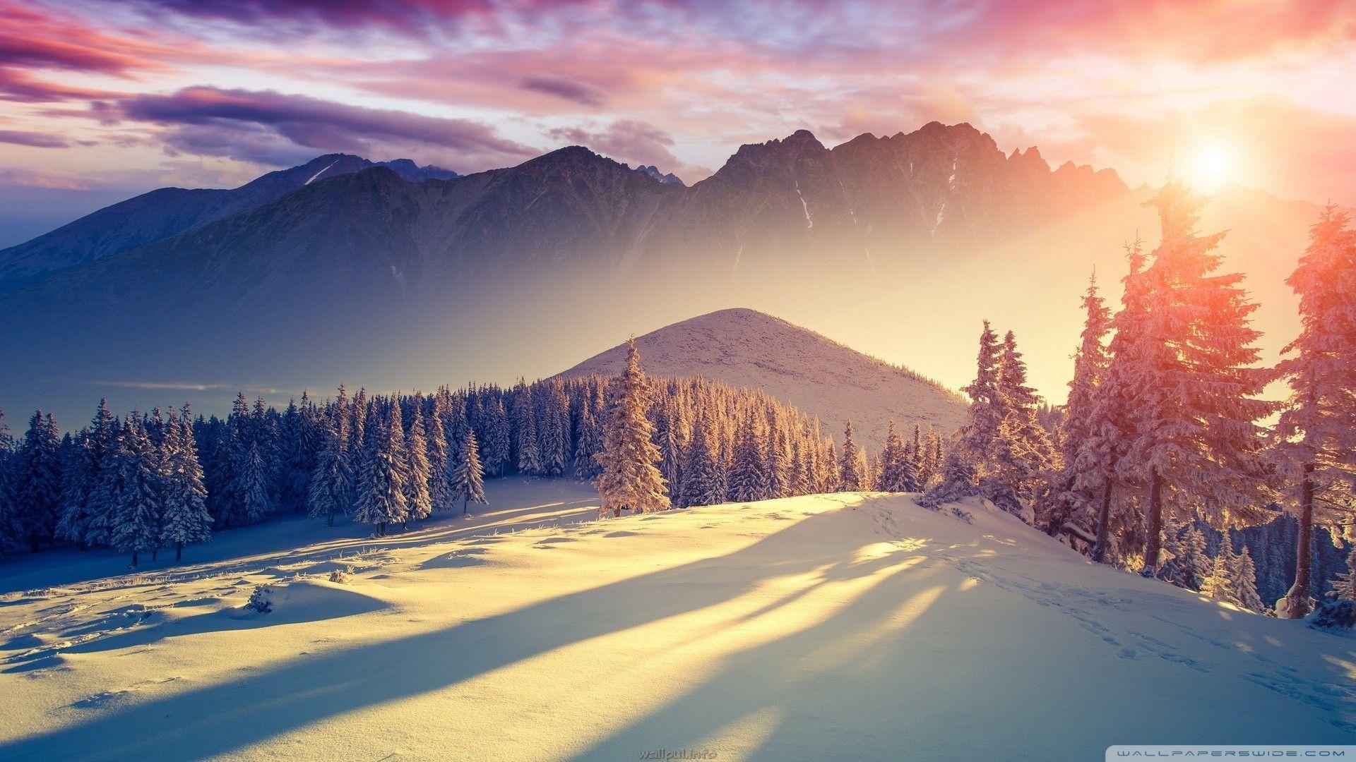 1920x1080 Watercolor Winter Computer Wallpaper