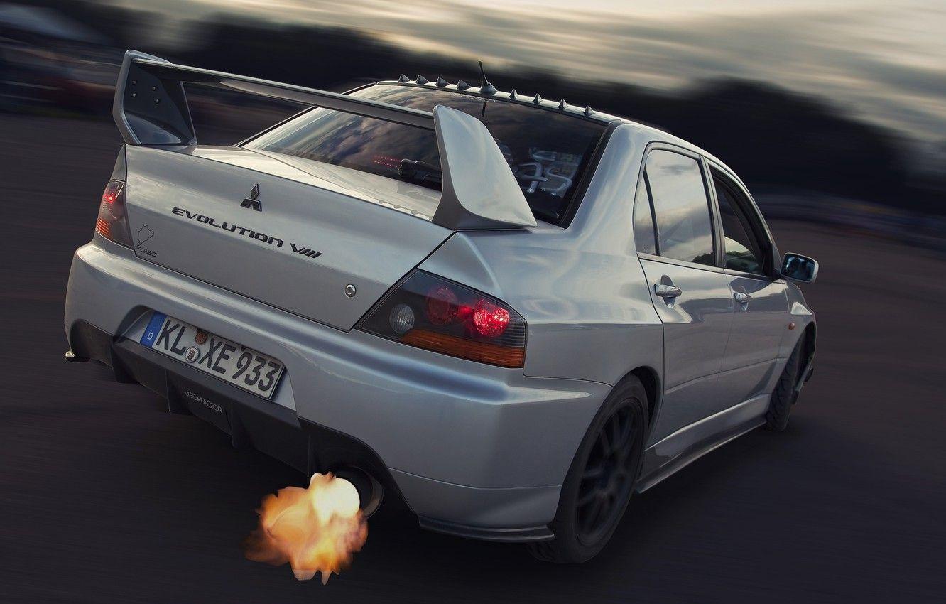 1332x850 Wallpaper Skid, Exhaust, Mitsubishi, Lancer, Car, Fire, Evolution - for desktop, section mitsubishi