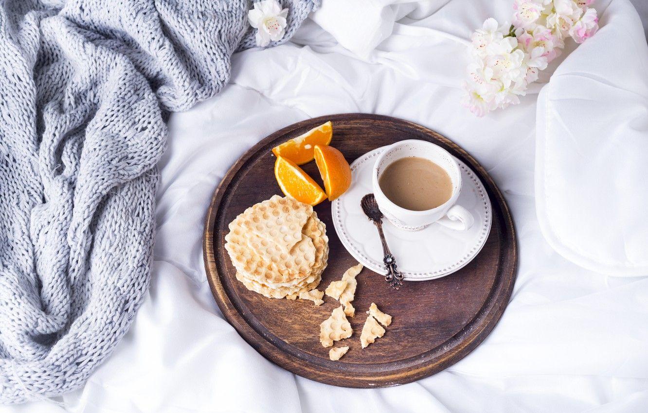 1332x850 Wallpaper coffee, Cup, bed, tulips, flowers, romantic, coffee cup, croissants, growing, breakfast image for desktop, section еда