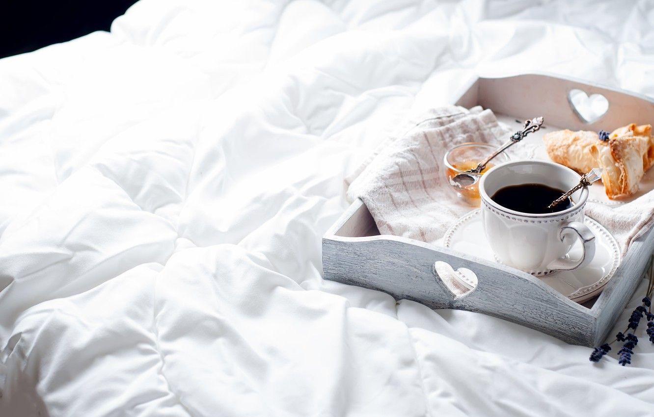1332x850 Wallpaper bed, coffee, Breakfast, cake image for desktop, section еда