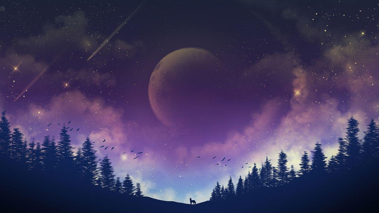 1280x720 Moon Fox Galaxy 4k 720P HD 4k Wallpaper, Image, Background, Photo and Picture