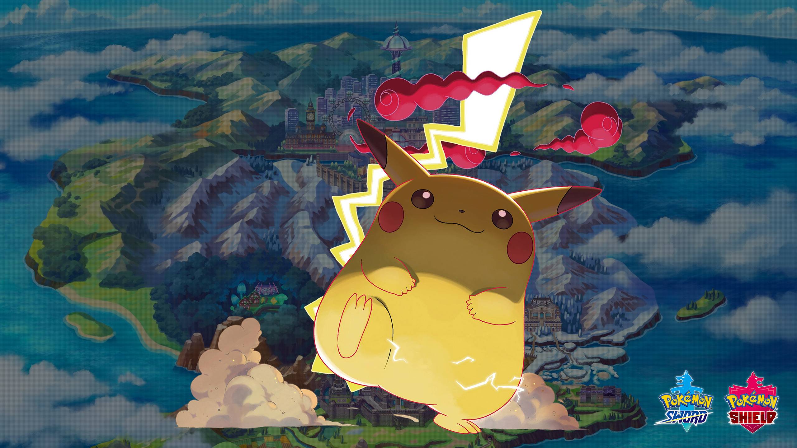 2560x1440 Pokemon Sword and Shield Gigantamax Pikachu Wallpaper. Cat with Monocle