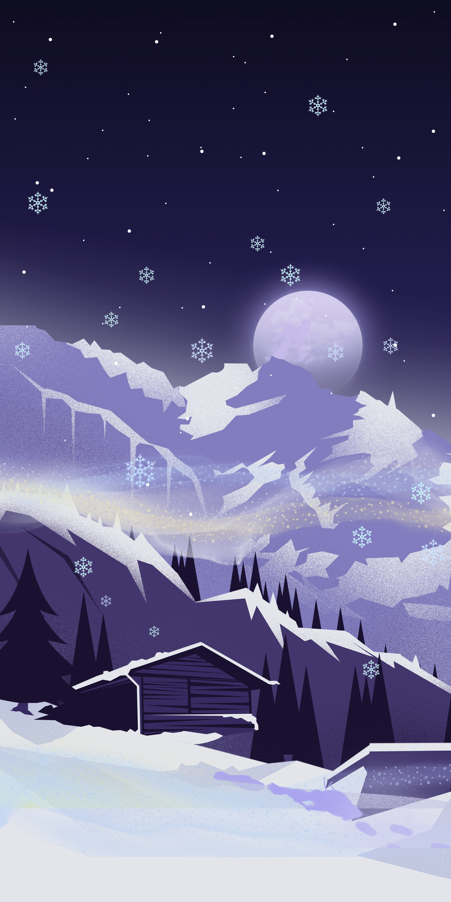 1500x3000 Snowy wallpaper illustrations for iPhone