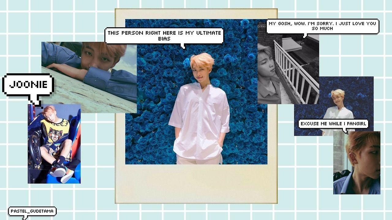 1280x720 Blue Aesthetic BTS Desktop Wallpaper