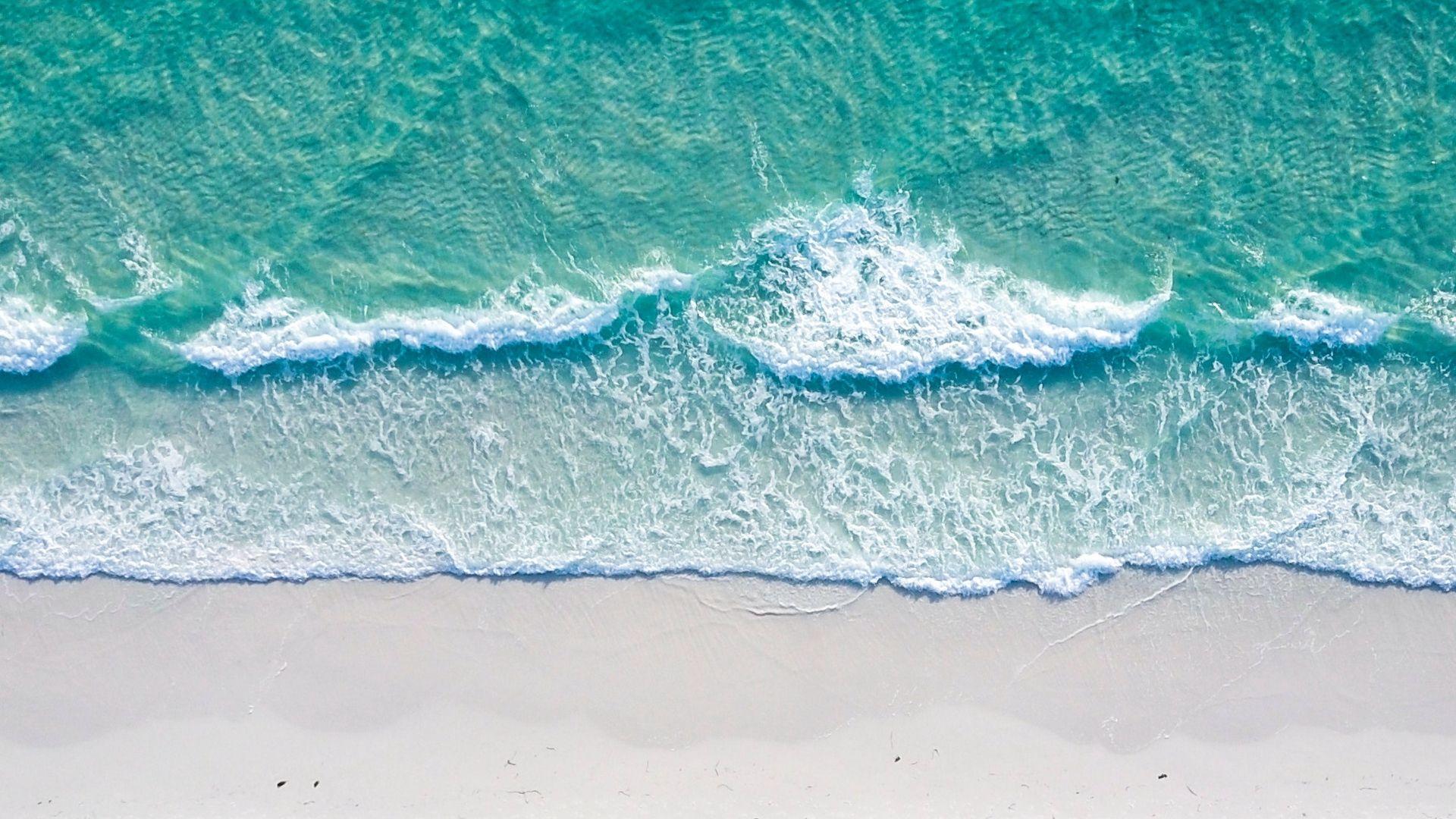 1920x1080 Wallpaper Ocean, Coast, Aerial View, Sand, Beach, Surf