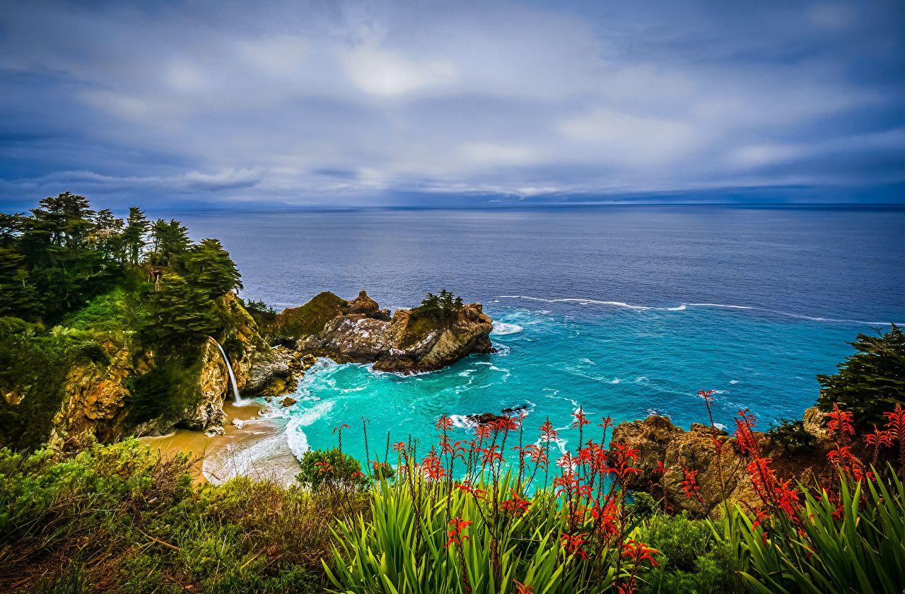 1280x840 Desktop Wallpaper California USA Crag Ocean Nature Coast