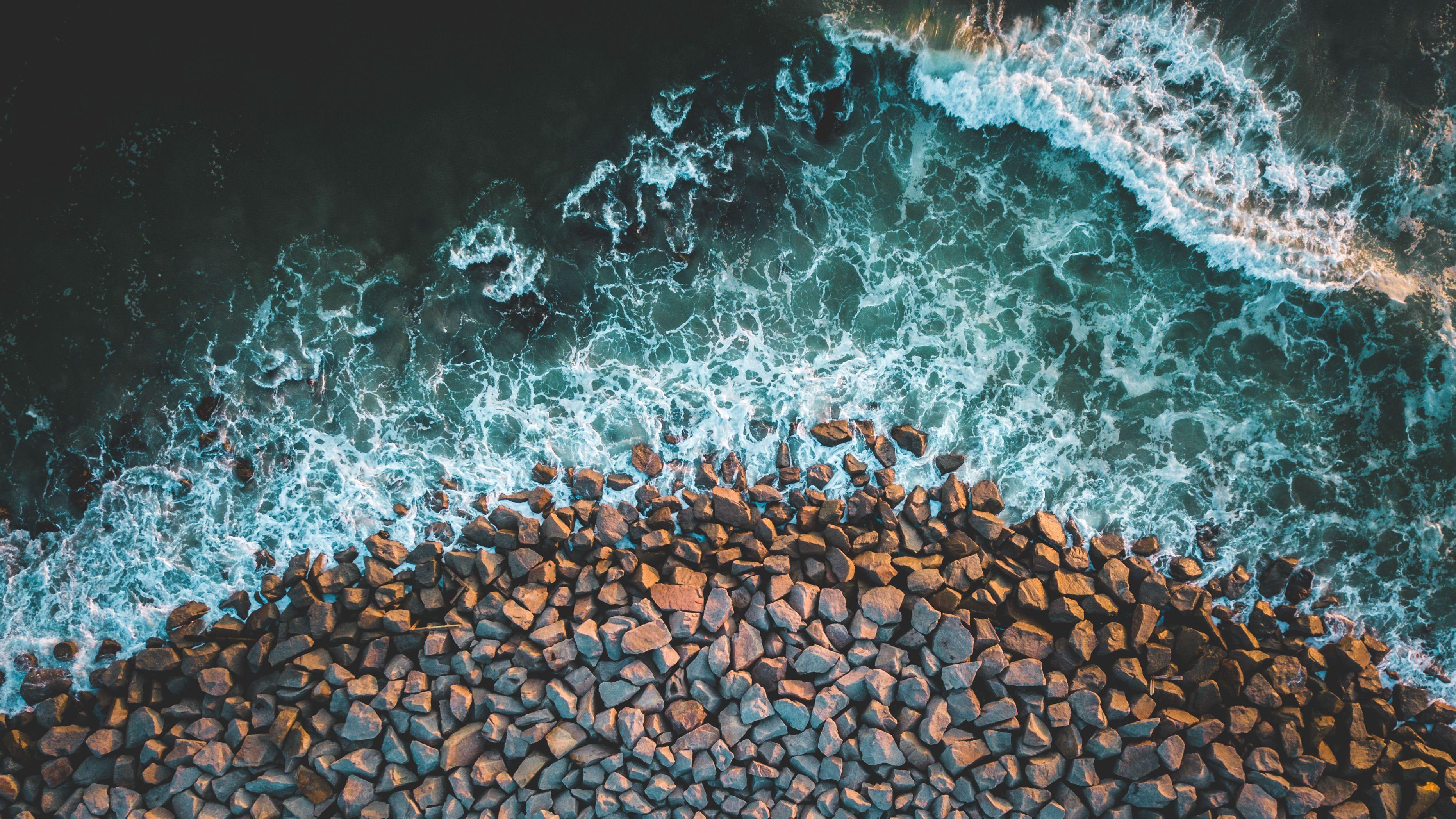 3728x2097 Rocks Sea Wallpaper