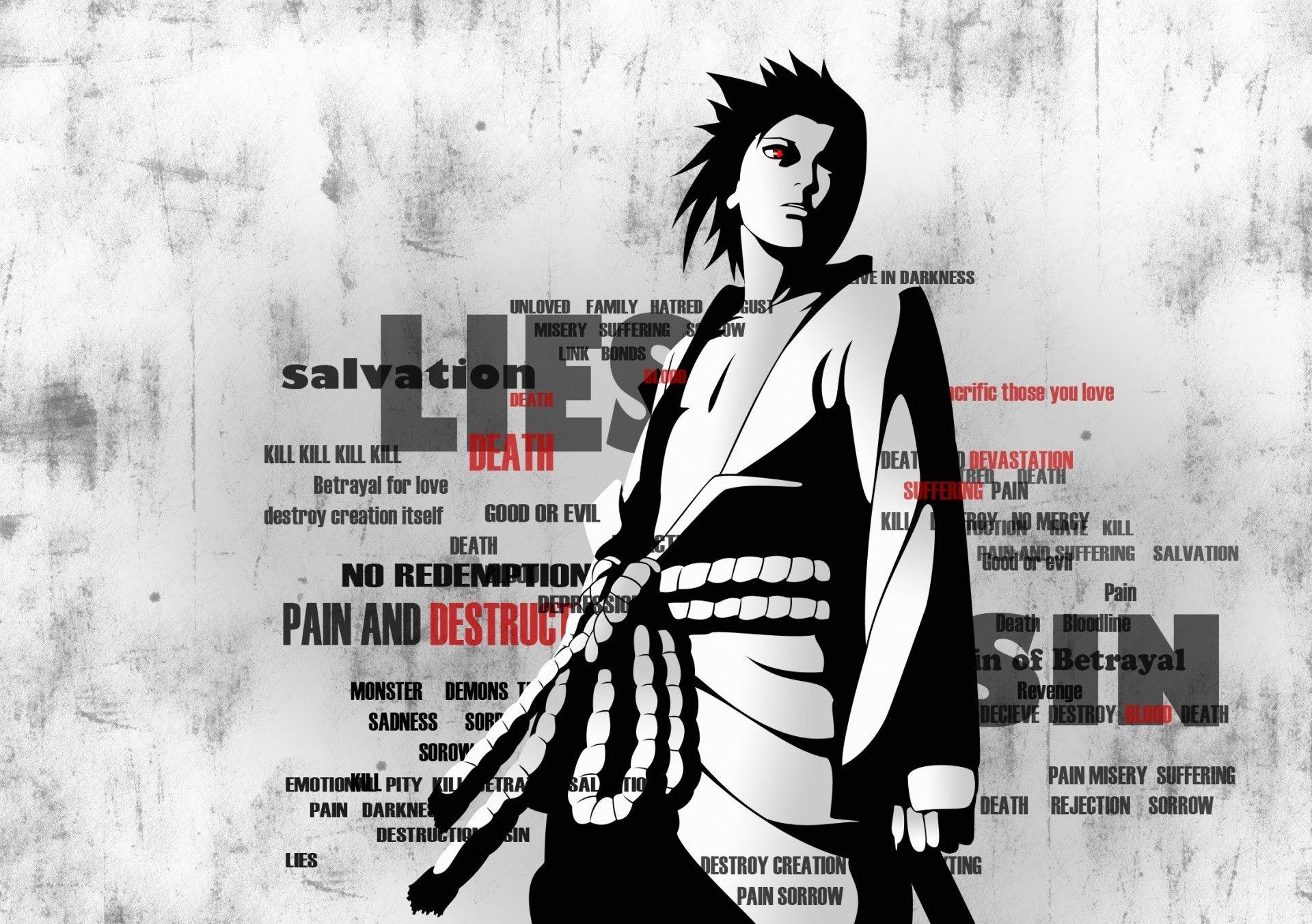 1920x1353 Download 1920x1353 Naruto, Uchiha Sasuke, Painful Words, Black And White Wallpaper