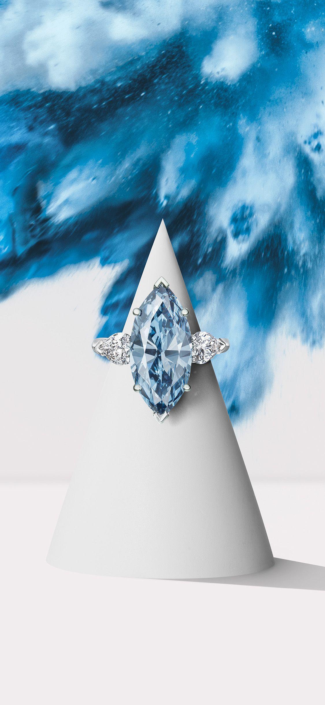 1125x2436 iPhone X wallpaper. diamond magic art illustration blue