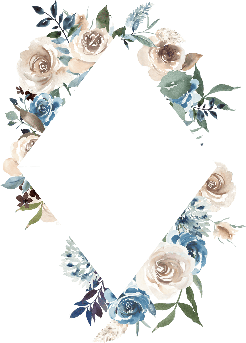 1009x1406 Фотки Flower Frame, Cute Wallpaper, Wallpaper Background, Invitation Blue Watercolor Flower Clipart Size Png Image