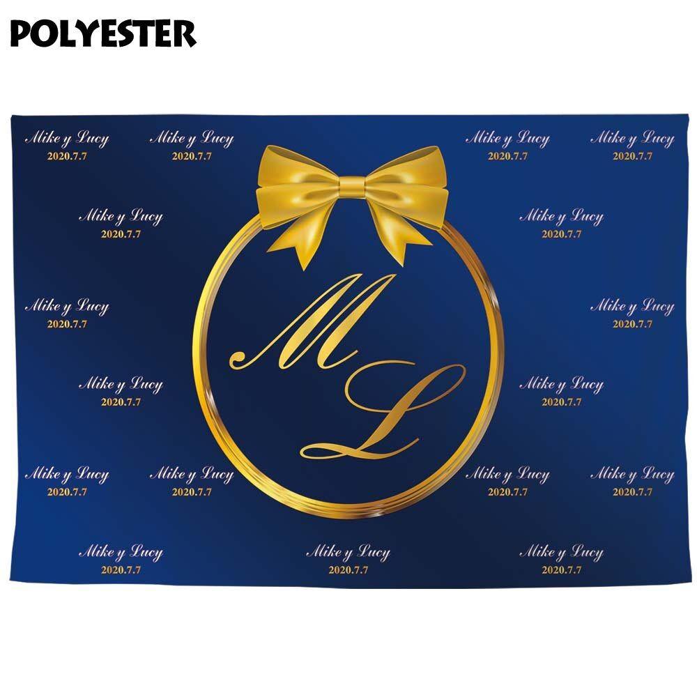 1000x1000 Allenjoy Wedding Background Curtains Golden Bow Ring Name Step And Repeat Blue Anniversary Wallpaper Valentine's Day Photozone. Party Backdrops